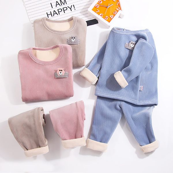 children's warm underwear set plush thickening boys girls middle old children sleep in autumn and winter, White
children's warm underwear set plush thickening boys girls middle old children sleep in autumn and winter, White