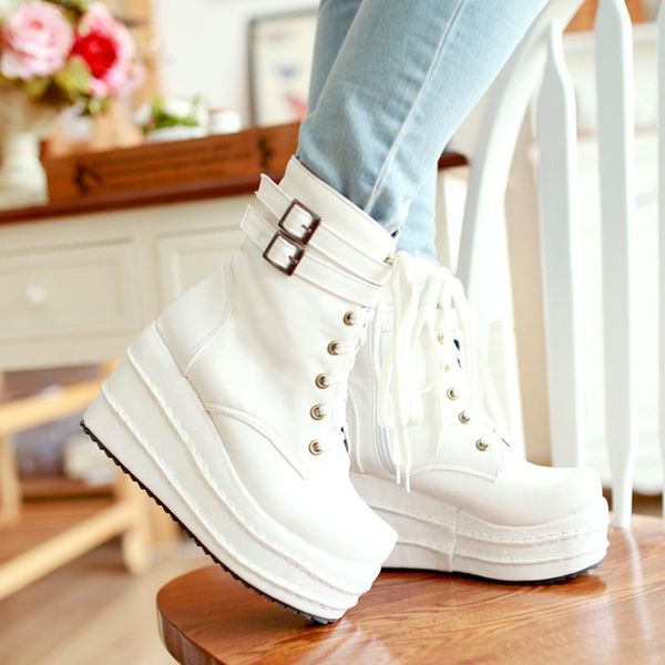 boots aiweiyi woman ankle gothic punk shoes cosplay med heel comfort platform lace up wedges black white
boots aiweiyi woman ankle gothic punk shoes cosplay med heel comfort platform lace up wedges black white