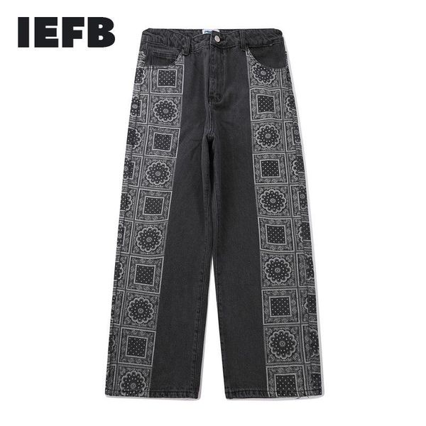 iefb men's autumn winter dark gray jeans harajuku streetwear cashew flower print stitching denim wide leg pants vintage trousers, Blue
iefb men's autumn winter dark gray jeans harajuku streetwear cashew flower print stitching denim wide leg pants vintage trousers, Blue