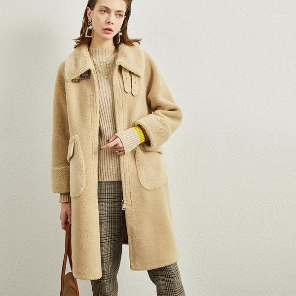 2019 autumn winter new granular sheep shearing coat women's medium long lambskin fur fur one piece coat1, Black
2019 autumn winter new granular sheep shearing coat women's medium long lambskin fur fur one piece coat1, Black