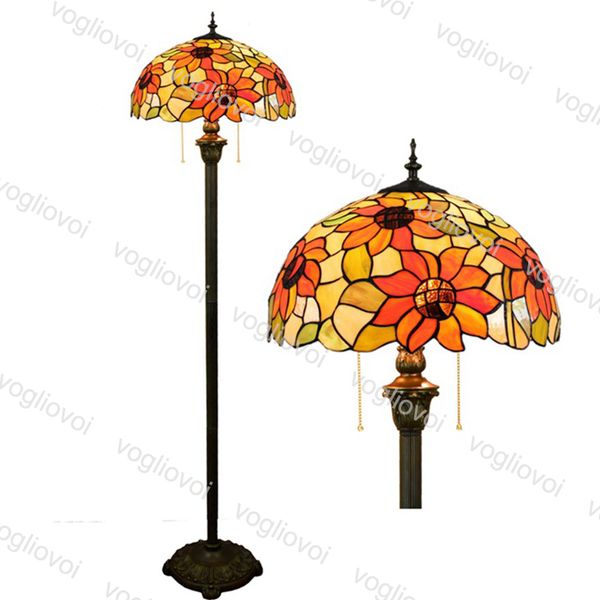 Floor Lamps European Retro Multicolor Glass Abstract Sunflower 16 Inch 110-240v Foot / Zipper Switch For Living Dining Room Bedroom Bar Dhl