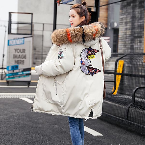 2021 new winter thick warm big fur hooded parkas women long wadded jacket fashion chic embroidery manteau femme hiver outerwear coat qtir, Black
2021 new winter thick warm big fur hooded parkas women long wadded jacket fashion chic embroidery manteau femme hiver outerwear coat qtir, Black