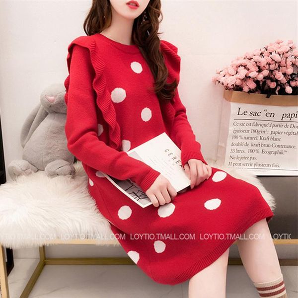 fashion straight polka dot long sleeve pullover sweater women's autumnwinter new ruffled sweater chic dress female1, White;black 
fashion straight polka dot long sleeve pullover sweater women's autumnwinter new ruffled sweater chic dress female1, White;black