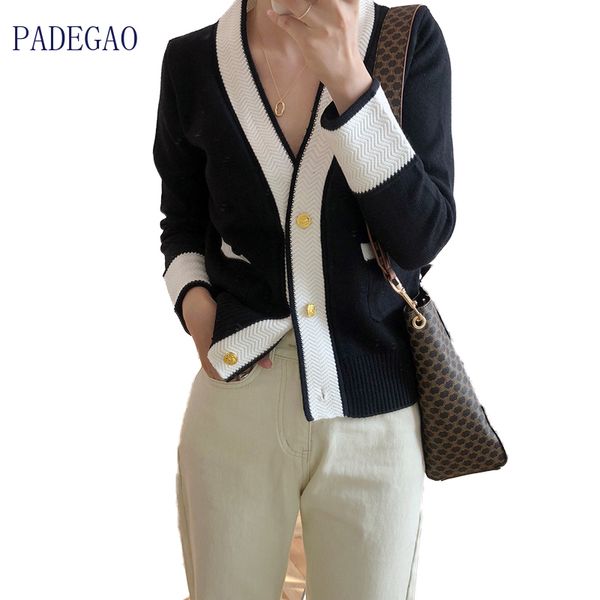 cardigan camisola feminina preto branco com decote em v do vintage outono inverno boto de ouro esttico malhas 2020 moda suave malha bsica, White;black
cardigan camisola feminina preto branco com decote em v do vintage outono inverno boto de ouro esttico malhas 2020 moda suave malha bsica, White;black