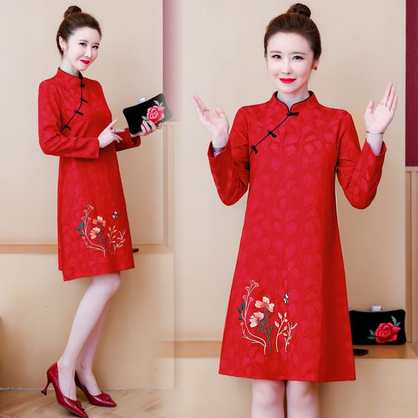 red womens cheongsam embroidered plus size fat woman dress beautiful chinese party gmrc, Black;gray
red womens cheongsam embroidered plus size fat woman dress beautiful chinese party gmrc, Black;gray