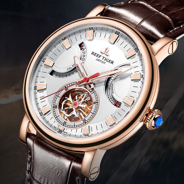 reef tiger/rt men's automatic men sports black leather strap waterproof mechanical watch clock relogio masculino rga1950, Slivery;brown
reef tiger/rt men's automatic men sports black leather strap waterproof mechanical watch clock relogio masculino rga1950, Slivery;brown