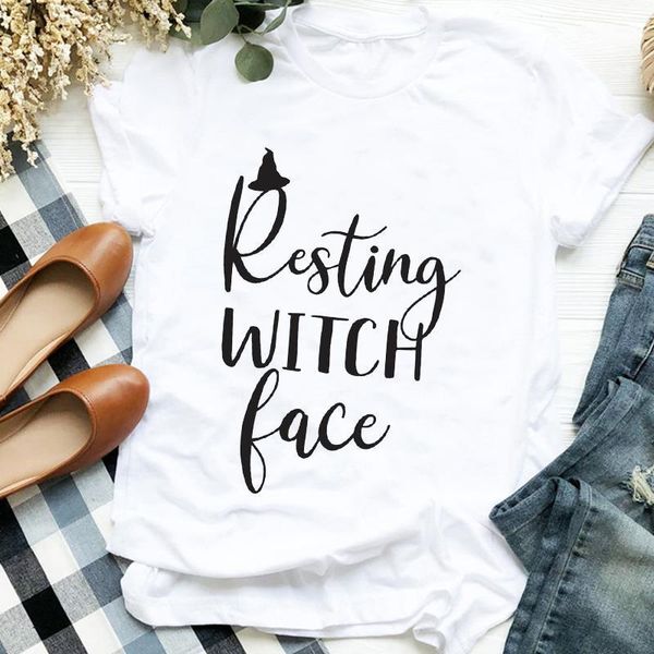 women lady witch face autumn trend halloween thanksgiving print womens clothes shirt t tee for tshirt female graphic t-shirt, White
women lady witch face autumn trend halloween thanksgiving print womens clothes shirt t tee for tshirt female graphic t-shirt, White