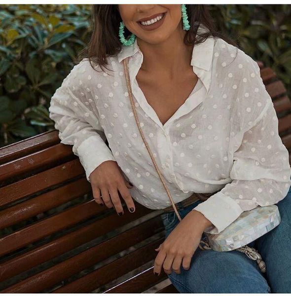 fashion women and blouses elegant long sleeve white shirt ladies polka dot casual loose shirts streetwear
fashion women and blouses elegant long sleeve white shirt ladies polka dot casual loose shirts streetwear