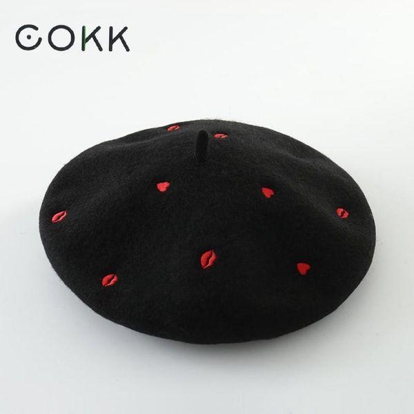 cokk autumn winter hats for women lady wool beret embroidered red heart lip flat cap painter hat female boina soft gorras planas y200102, Blue;gray
cokk autumn winter hats for women lady wool beret embroidered red heart lip flat cap painter hat female boina soft gorras planas y200102, Blue;gray