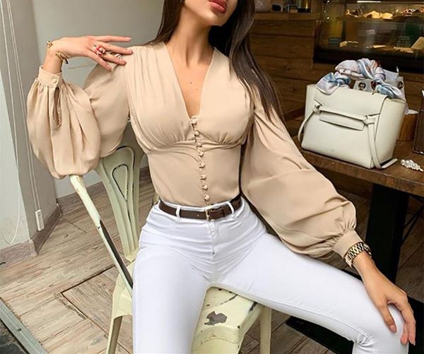 ladies elegant blouse lantern long sleeve 2020 summer v neck crop fashion shirts women button down blouses new clothing, White
ladies elegant blouse lantern long sleeve 2020 summer v neck crop fashion shirts women button down blouses new clothing, White