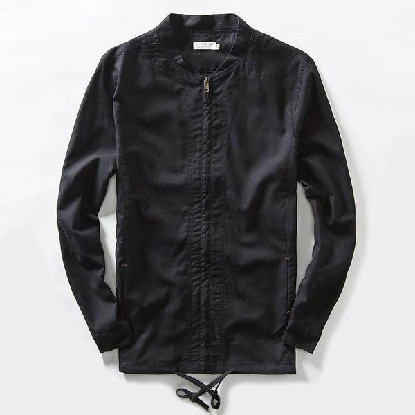 quality men's zipper shirt breathable stand collar cotton linen solid print casual slim fit long sleeve men dress shirts1, White;black
quality men's zipper shirt breathable stand collar cotton linen solid print casual slim fit long sleeve men dress shirts1, White;black