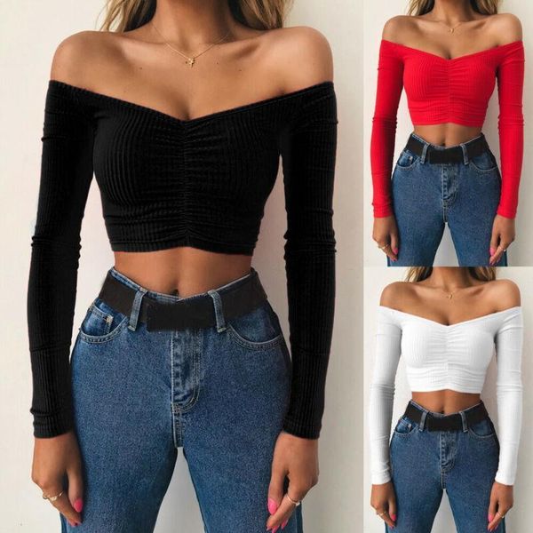 women casual off shoulder long sleeve pullover t-shirt autumn solid color draped crop tee, White
women casual off shoulder long sleeve pullover t-shirt autumn solid color draped crop tee, White