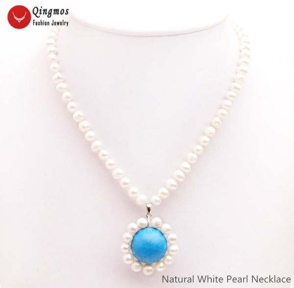 pendant necklaces qingmos natural pearl necklace for women with 6mm white 18mm blue turquoises stone jewelry 17", Silver
pendant necklaces qingmos natural pearl necklace for women with 6mm white 18mm blue turquoises stone jewelry 17", Silver
