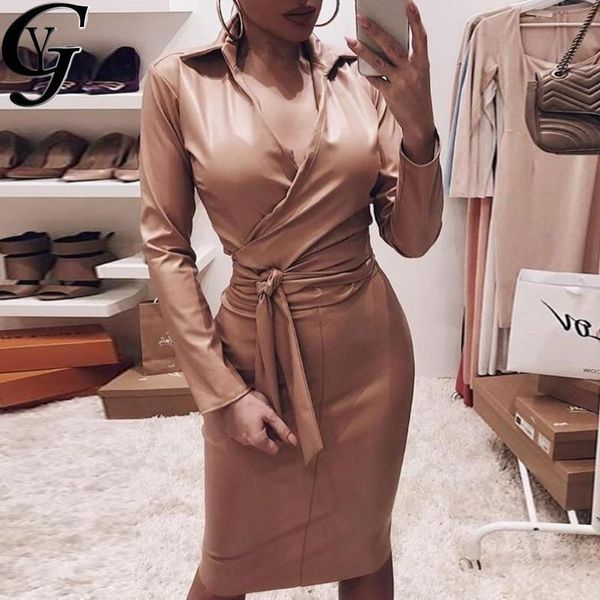 2021 christmas leather dresses women deep v-neck lapel collared long sleeve skinny bodycon ladies dress robe femme vestido, Black;gray
2021 christmas leather dresses women deep v-neck lapel collared long sleeve skinny bodycon ladies dress robe femme vestido, Black;gray