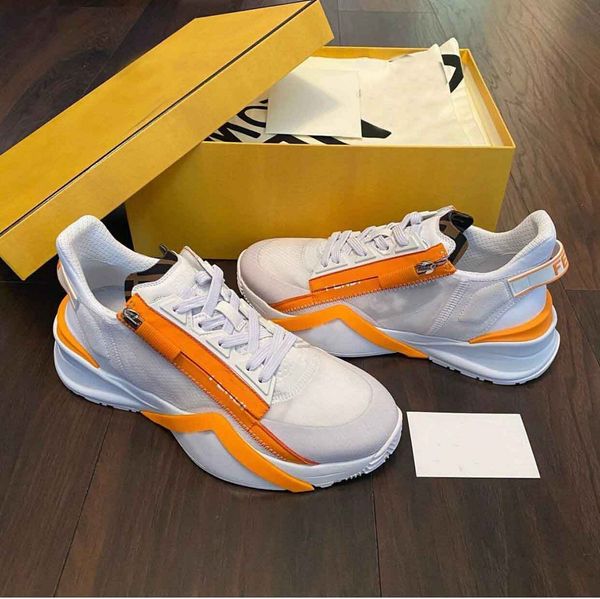 luxury 2022s/s flow sneakers shoes zipper rubber runner sole skateboard walking perfect brand outdoor sports eu38-46, Black