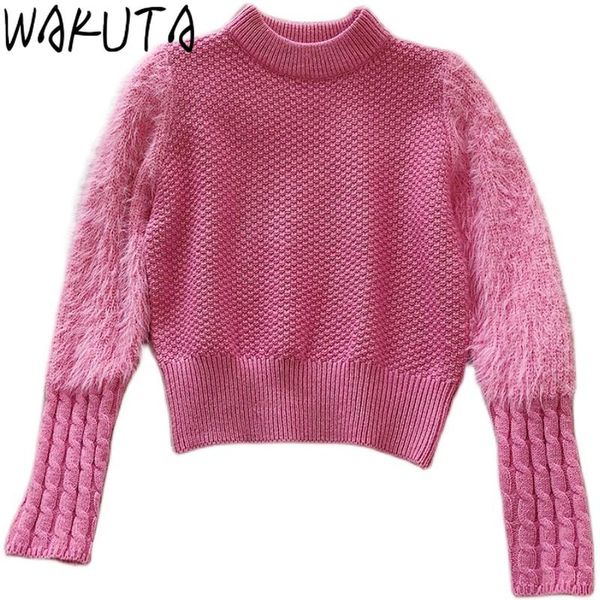 women's sweaters wakuta 2021 women fashion soft short autumn winter elegant loose solid chic o neck long sleeve warm knitwear, White;black
women's sweaters wakuta 2021 women fashion soft short autumn winter elegant loose solid chic o neck long sleeve warm knitwear, White;black