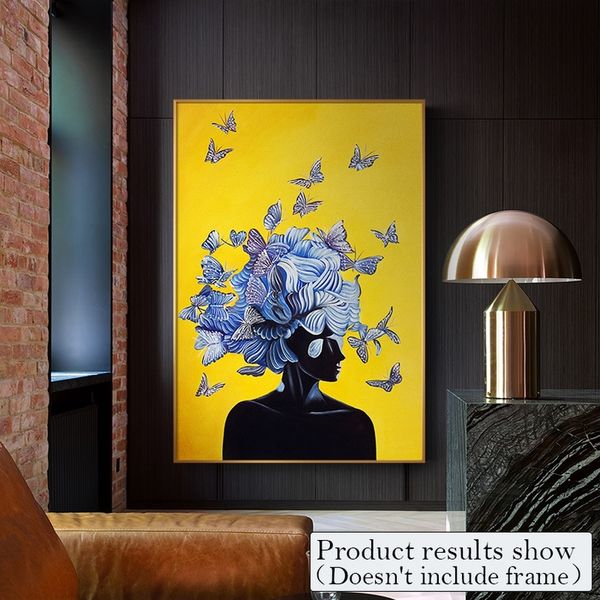 girl with butterfly abstract portrait canvas painting fashion yellow blue wall art pictures for living room nordic home decor posters
girl with butterfly abstract portrait canvas painting fashion yellow blue wall art pictures for living room nordic home decor posters
