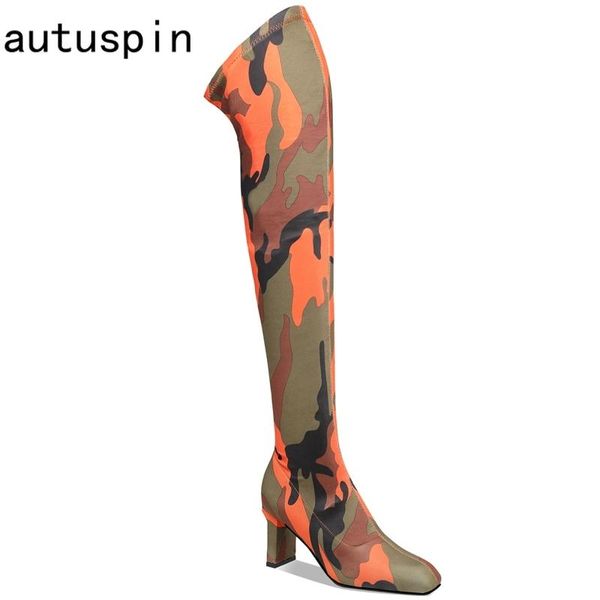 boots autuspin fashion slim legged women's thigh stretch fabric square toe long boot shoes ladies camouflage prints high heels, Black
boots autuspin fashion slim legged women's thigh stretch fabric square toe long boot shoes ladies camouflage prints high heels, Black