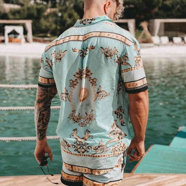 Men's Tracksuits Summer casual loose printing tracksuits two-piece shirts beach suit breathable comfortable blouse and shorts set YHM8, Gray
Men's Tracksuits Summer casual loose printing tracksuits two-piece shirts beach suit breathable comfortable blouse and shorts set YHM8, Gray