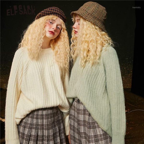 elfsack multicolor solid loose casual women pullover sweaters,2020 autumn elf pure minimalist korean ladies basic daily soft, White;black
elfsack multicolor solid loose casual women pullover sweaters,2020 autumn elf pure minimalist korean ladies basic daily soft, White;black