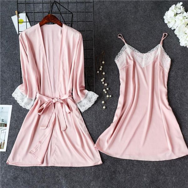 women robe gown sets lace nightdress bathrobe satin kimono bath sleepwear long sleeve nightwear home wear feminino1, Black;red
women robe gown sets lace nightdress bathrobe satin kimono bath sleepwear long sleeve nightwear home wear feminino1, Black;red