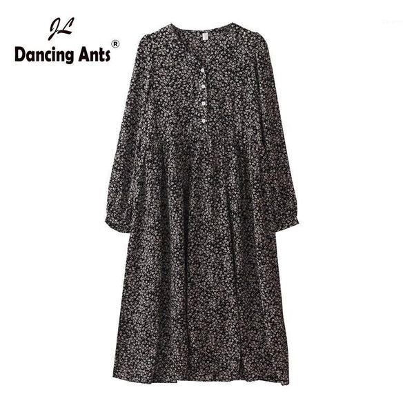 woman print dress a-line v-neck mid-calf long puff sleeve high waist button autumn korean vintage women new chiffon dresses1, Black;gray 
woman print dress a-line v-neck mid-calf long puff sleeve high waist button autumn korean vintage women new chiffon dresses1, Black;gray