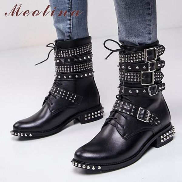 boots meotian genuine leather ankle motorcycle winter buckle punk rivets square low heel lace up shoes black 40
boots meotian genuine leather ankle motorcycle winter buckle punk rivets square low heel lace up shoes black 40