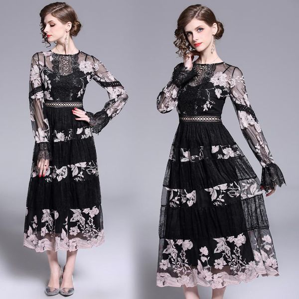 banulin fashion runway dress spring autumn women's dress o-neck flare sleeve flowers embroidery elegant lace long dresses, Black;gray
banulin fashion runway dress spring autumn women's dress o-neck flare sleeve flowers embroidery elegant lace long dresses, Black;gray
