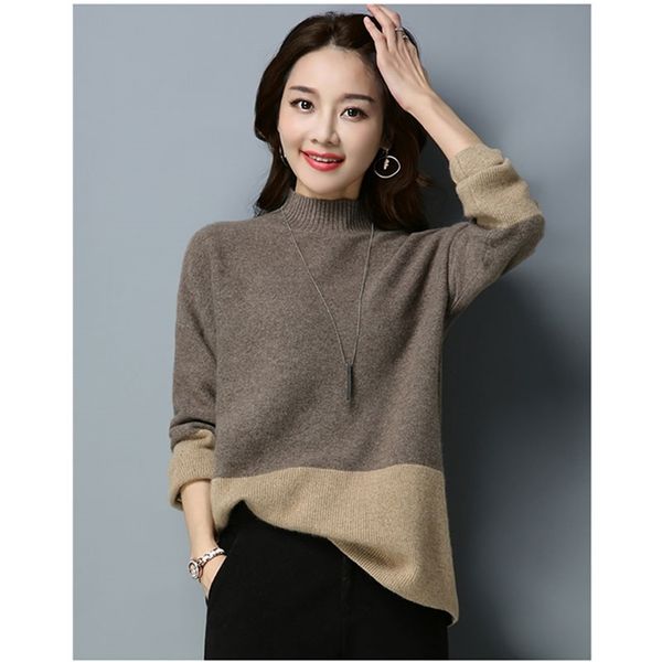 knitting sweater women's half turtleneck long sleeve bottoming black pullovers casual brown girls winter women clothing 201222, White;black
knitting sweater women's half turtleneck long sleeve bottoming black pullovers casual brown girls winter women clothing 201222, White;black