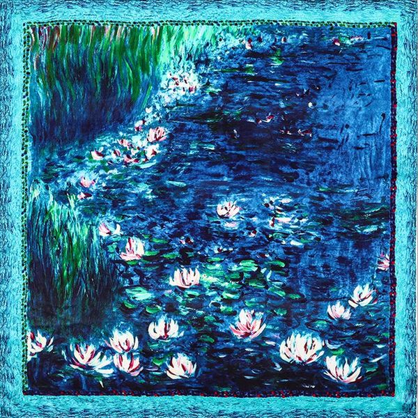 scarves square silk scarf 90cm handmade stain shawls monet water lilies printed bag ribbon hairbands, Blue;gray
scarves square silk scarf 90cm handmade stain shawls monet water lilies printed bag ribbon hairbands, Blue;gray