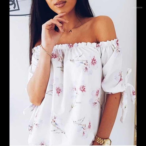 women's blouses & shirts casual off shoulder floral print shirt summer slash neck self-tie short sleeve blouse at00091, White
women's blouses & shirts casual off shoulder floral print shirt summer slash neck self-tie short sleeve blouse at00091, White