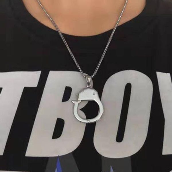 pendant necklaces handcuffs stainless steel fashion necklace mens hip hop jewelry for neck male accessories, Silver
pendant necklaces handcuffs stainless steel fashion necklace mens hip hop jewelry for neck male accessories, Silver