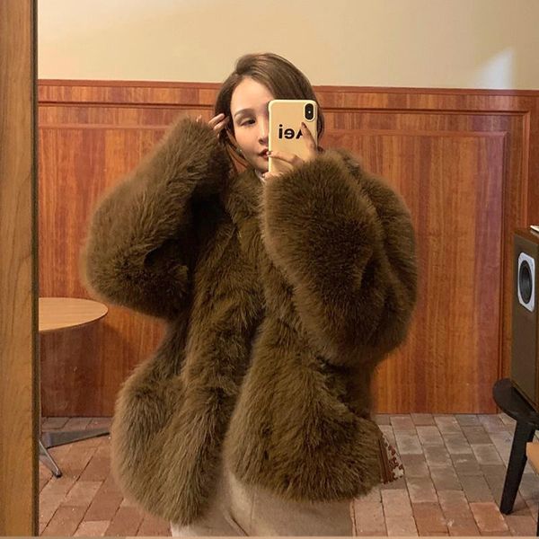 women's fur & faux brown thick coat women autumn winter fluffy jacket lady streetwear furry kobieta kurtka female clothing ed50pc, Black
women's fur & faux brown thick coat women autumn winter fluffy jacket lady streetwear furry kobieta kurtka female clothing ed50pc, Black