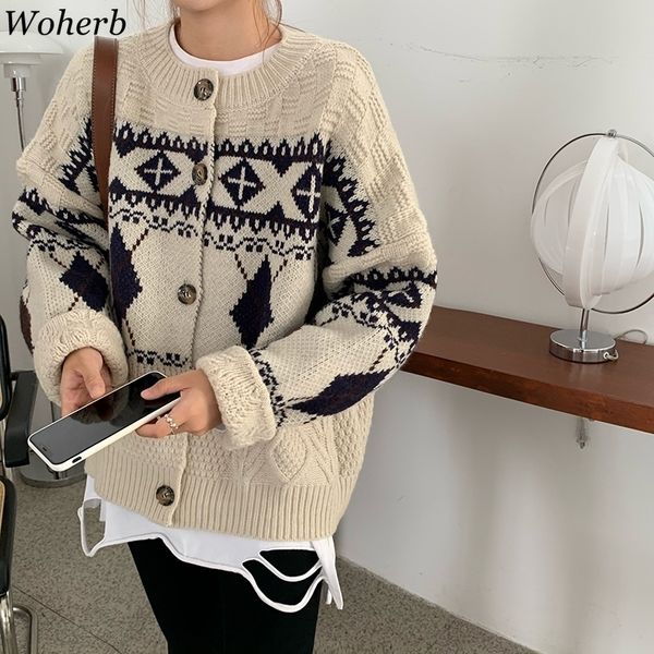 woherb knitwear cardigan autumn winter oversized outwear chic vintage weater coat o-neck long sleeve weater jackets 4e666 201128, White;black
woherb knitwear cardigan autumn winter oversized outwear chic vintage weater coat o-neck long sleeve weater jackets 4e666 201128, White;black