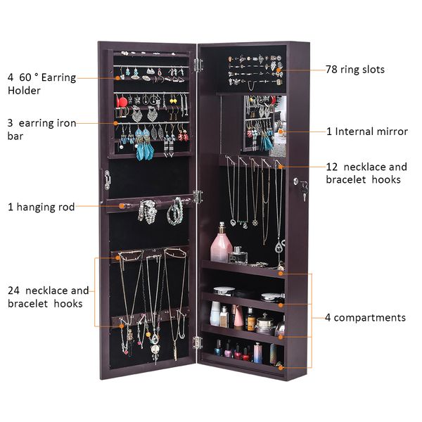wall-mounted 4-layer mirror wooden jewelry display stand with internal mirror led lights jewelry storage mirror cabinet dark brown us stock
wall-mounted 4-layer mirror wooden jewelry display stand with internal mirror led lights jewelry storage mirror cabinet dark brown us stock