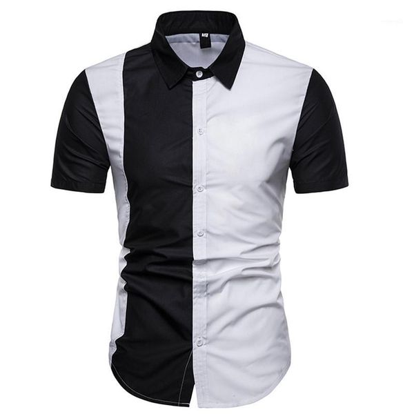 black and white stitching shirt men short-sleeved shirts fashion casual men shirt size s l xl xxl man, White;black
black and white stitching shirt men short-sleeved shirts fashion casual men shirt size s l xl xxl man, White;black