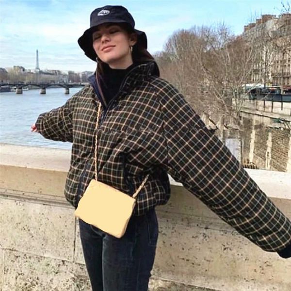 women puffy oversized reversible jacket in navy green multicolor plaid padded outerwear with contrast collar and trimming nqlb1, Black;brown
women puffy oversized reversible jacket in navy green multicolor plaid padded outerwear with contrast collar and trimming nqlb1, Black;brown