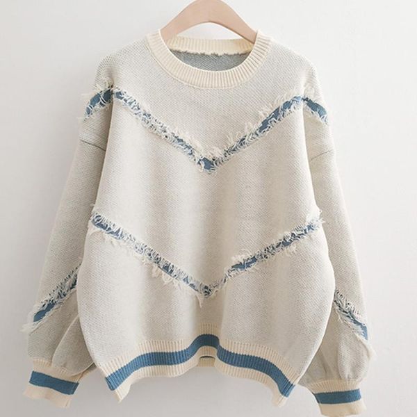 women's knits & tees 2021 autumn winter plus size women cardigan round collar long sleeve patchwork color loose casual female sweaters, White
women's knits & tees 2021 autumn winter plus size women cardigan round collar long sleeve patchwork color loose casual female sweaters, White