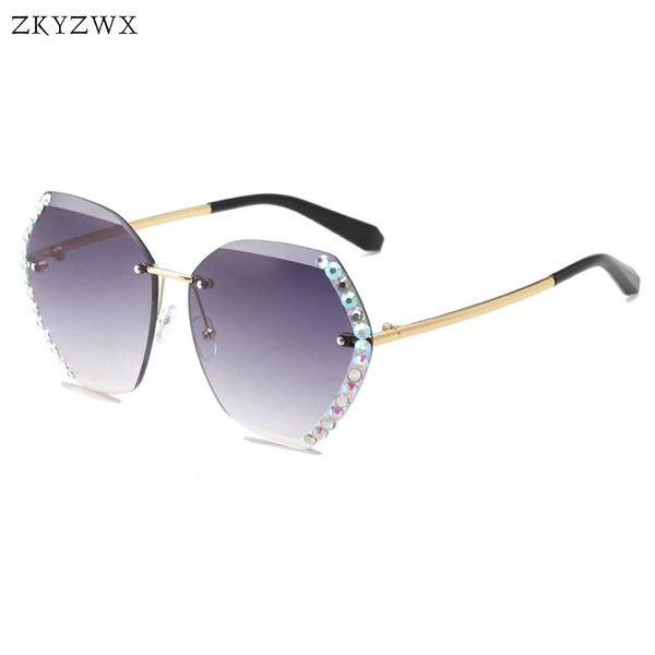 zkyzwx ocean lens set with diamonds rimless sunglasses women fashion trending sun glass luxury design street sglasses men, White;black
zkyzwx ocean lens set with diamonds rimless sunglasses women fashion trending sun glass luxury design street sglasses men, White;black