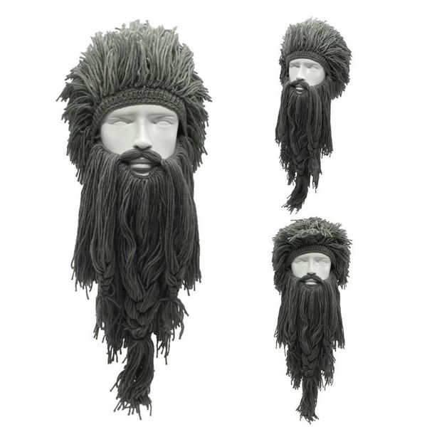 men women barbarian viking handmade knit wig hat with detachable long fake beard funny crazy halloween cosplay warm beanie cap y201024, Blue;gray
men women barbarian viking handmade knit wig hat with detachable long fake beard funny crazy halloween cosplay warm beanie cap y201024, Blue;gray
