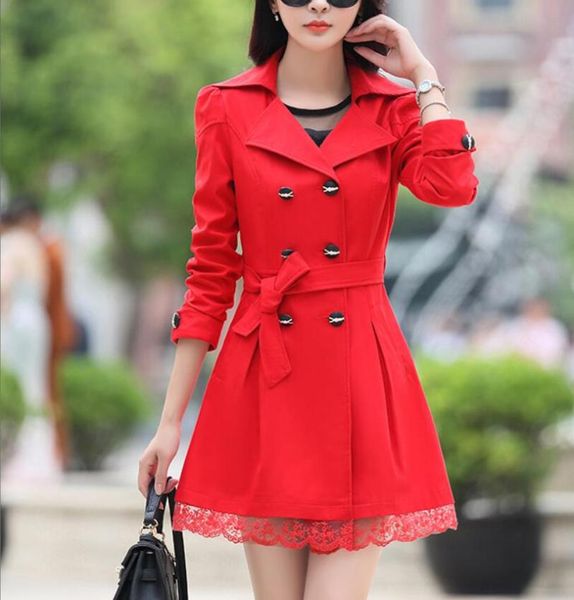 women's trench coats slim female fashion windbreaker belt lapel versatile outwear double-breasted lace women, Tan;black
women's trench coats slim female fashion windbreaker belt lapel versatile outwear double-breasted lace women, Tan;black