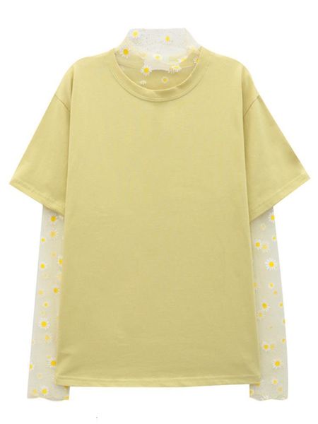 new 2020 women summer t-shirt korean style daisy mesh long sleeve short sleeved solid cotton t-shirt two piece set, White
new 2020 women summer t-shirt korean style daisy mesh long sleeve short sleeved solid cotton t-shirt two piece set, White
