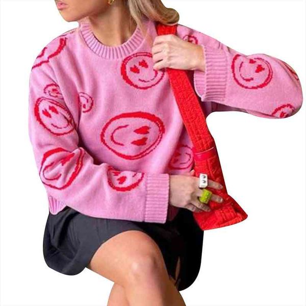 Winter Women Casual Sweater With Smiley Face Pattern Bright Colors Classic Round Neck Loose Version Spring Clothing, White;black
Winter Women Casual Sweater With Smiley Face Pattern Bright Colors Classic Round Neck Loose Version Spring Clothing, White;black
