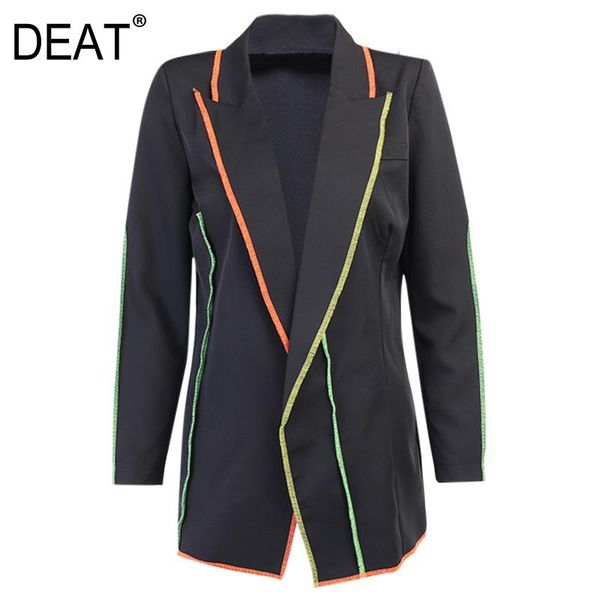 women's suits & blazers deat autumn women fashion long sleeve notched cardigan streetwear patchwork blazer rc263, White;black
women's suits & blazers deat autumn women fashion long sleeve notched cardigan streetwear patchwork blazer rc263, White;black