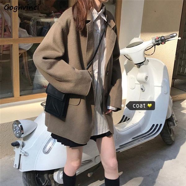 women wool blends coat button wide-waisted solid simple loose korean trendy students all-match office lady sweet elegant slim, Black
women wool blends coat button wide-waisted solid simple loose korean trendy students all-match office lady sweet elegant slim, Black