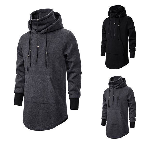 2020 new men slim long section high collar hooded sweatshirt man extend curved hem solid black cotton casual pullover hoodies kg-164
2020 new men slim long section high collar hooded sweatshirt man extend curved hem solid black cotton casual pullover hoodies kg-164