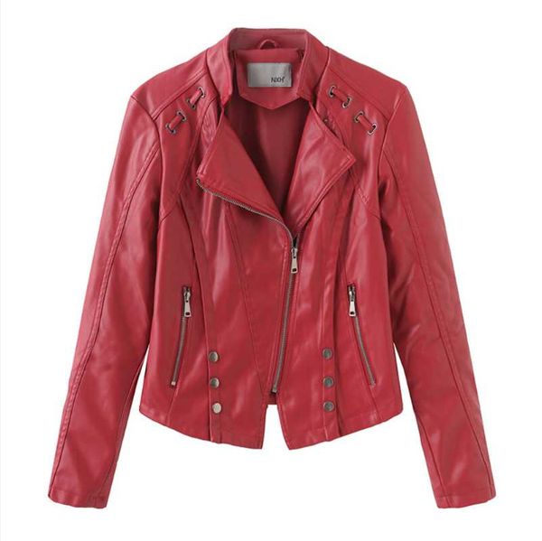 2021 new spring and autumn women's leather jacket short zipper leather jacket slim small coat ladies motorcycle, Black 
2021 new spring and autumn women's leather jacket short zipper leather jacket slim small coat ladies motorcycle, Black