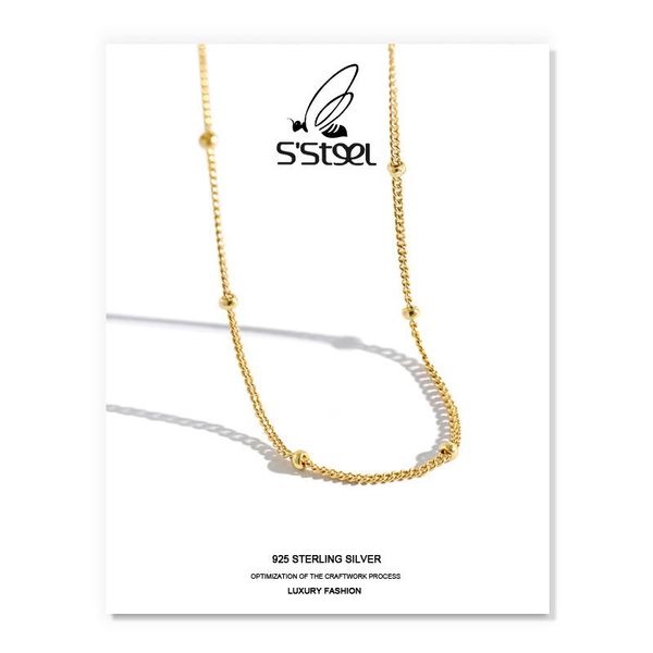 s'steel korean necklaces 925 sterling silver gift for women minimalist round bead short gold chain necklace cadena plata jewelry
s'steel korean necklaces 925 sterling silver gift for women minimalist round bead short gold chain necklace cadena plata jewelry