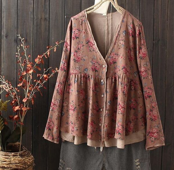 women's blouses & shirts flowers print pastoral floral arts lacing cardigan shirt vintage doll mori girl, White
women's blouses & shirts flowers print pastoral floral arts lacing cardigan shirt vintage doll mori girl, White