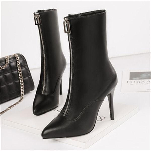 fashion pointed high heels stiletto was thin in the tube boots banquet front zipper thin women's boots lj201030, Black
fashion pointed high heels stiletto was thin in the tube boots banquet front zipper thin women's boots lj201030, Black